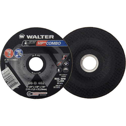 HP Combo Depressed Center Combination Wheel, 4-1/2" x 1/8", 7/8" Arbor, Type 27 Pronet Distribution
