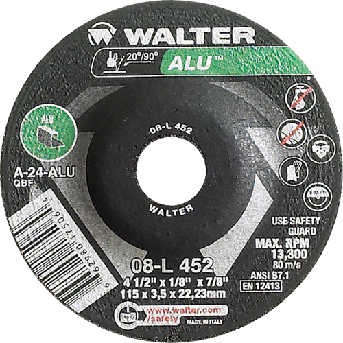 Depressed Centre Grinding Wheels - Aluminium Type 27, 4-1/2" x 1/8", 7/8" Arbor, Type 27 Pronet Distribution