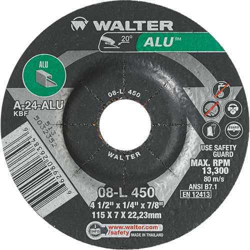 Meules en aluminium &agrave; moyeu d&eacute;port&eacute;, 4-1/2" x 1/4", Arbre 7/8", Type 27 Pronet Distribution