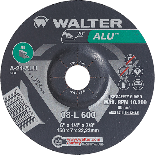 Aluminium Depressed Centre Grinding Wheels, 6" x 1/4", 7/8" Arbor, Type 27 Pronet Distribution