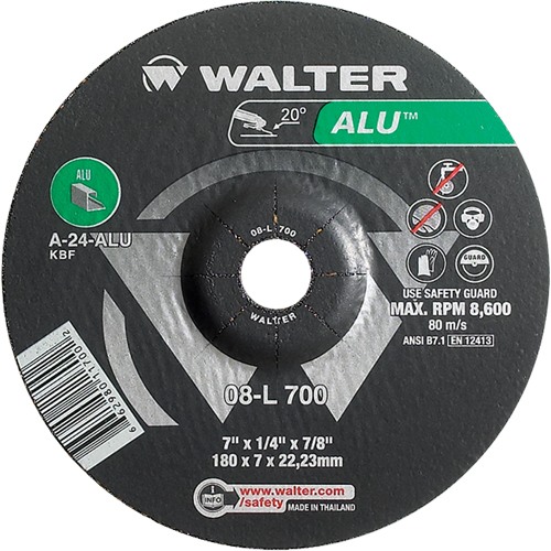Meules en aluminium &agrave; moyeu d&eacute;port&eacute;, 7" x 1/4", Arbre 7/8", Type 27 Pronet Distribution