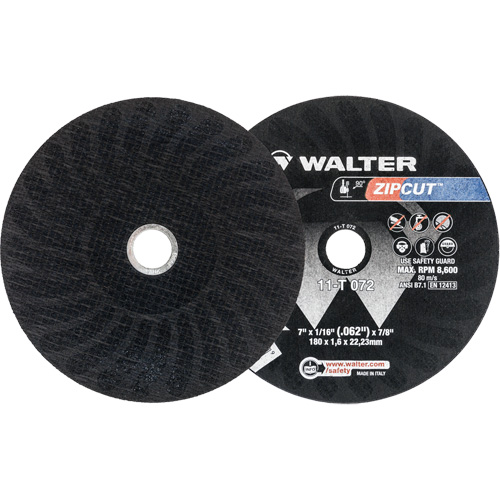 Zipcut Reinforced Cut-Off Wheel, 7" x 1/16", 7/8" Arbor, Type 1, Aluminum Oxide, 8600 RPM Pronet Distribution