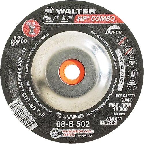 HP Combo Spin-On Combination Wheel, 5" x 1/8", 5/8"-11 Arbor, Type 27S Pronet Distribution