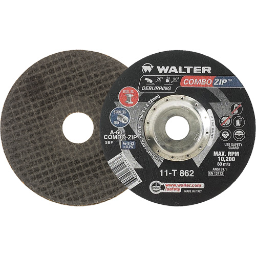 Meules &agrave; tronçonner renforc&eacute;es pour meuleuse &agrave; angle droit - Combo Zip, 6" x 5/64", Arbre de 7/8", Type 27 Pronet Distribution