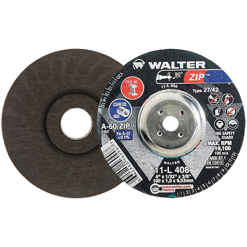 Zip Cutting and Grinding Wheel, 4" x 1/32", 3/8" Arbor, Type 27, 60 Grit, Aluminum Oxide Pronet Distribution