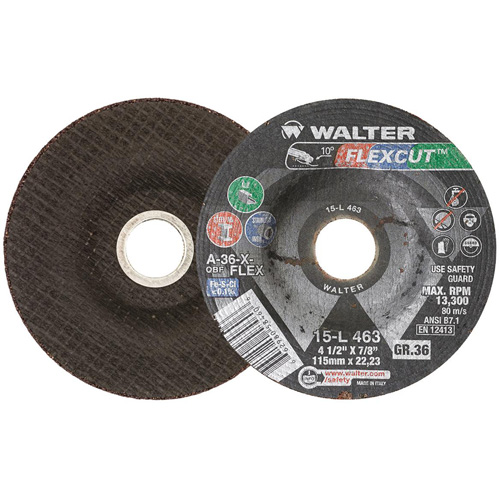Meule FLEXCUT, 4-1/2", 36 Grain, Oxyde d'aluminium, 7/8", 13 300 Tr/min, Type 29 Pronet Distribution