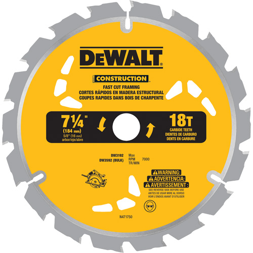 Fast Cut Framing Carbide-Tipped Saw Blade, 7-1/4", 18 Teeth, Wood Use Pronet Distribution