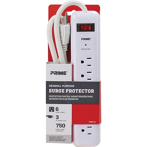 Protecteurs de surtension, 6 Prises, 750 J, 1875, Cordon 3' Pronet Distribution