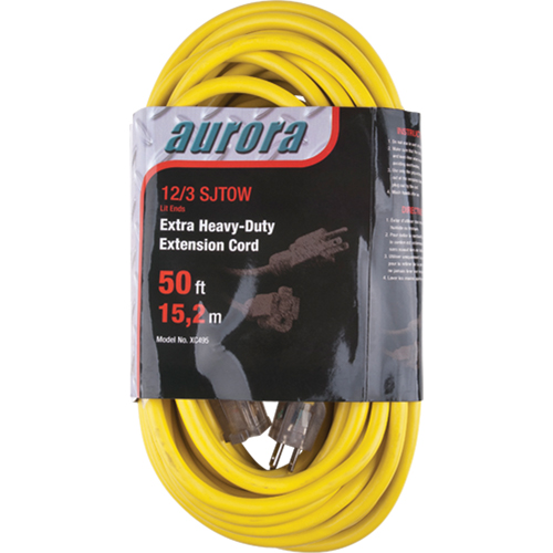 Cordon rallonge en vinyle avec indicateur lumineux, Ext&eacute;rieur, SJTOW, AWG 12/3, 15 A, 50' Pronet Distribution