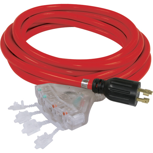 Generator Extension Cord with Quad Tap, STW, 10 AWG, 20 A, 4 Outlet(s), 25' Pronet Distribution