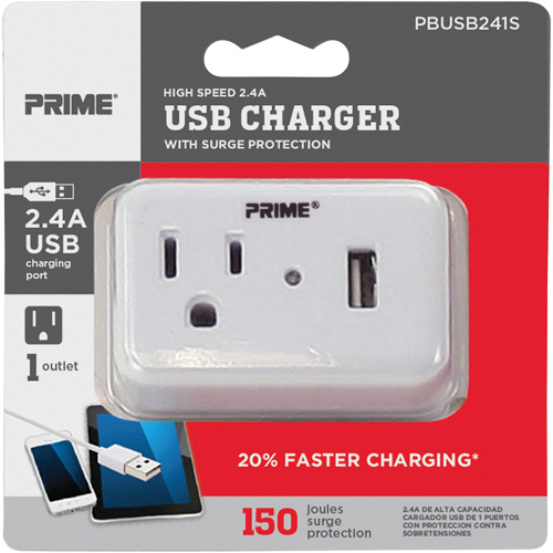 Prime&reg; USB Charger with Surge Protector Pronet Distribution