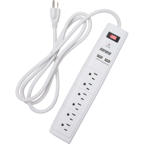 Limiteur de surtension avec chargeur USB, 6 Prises, 1200 J, 1875 W, Cordon 6' Pronet Distribution