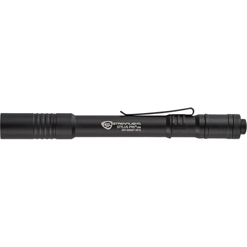 Lampe de poche stylo USB Stylus Pro, DEL, 350 lumens, Corps en Aluminium, piles Rechargeable, Compris Pronet Distribution