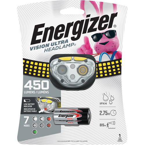 Lampe frontale industrielle Vision Ultra, DEL, 450 lumens, 2 hres de fonctionnement, piles AAA Pronet Distribution