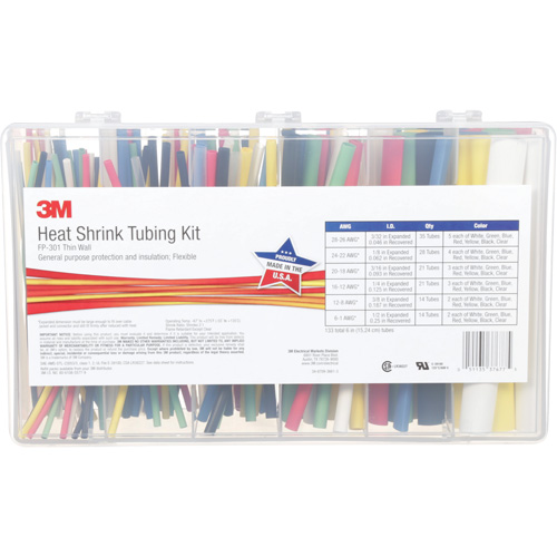 Tube thermor&eacute;tractable, Paroi mince, 6", 0,5" (1,27cm) - 0,0938" (0,24cm) Pronet Distribution