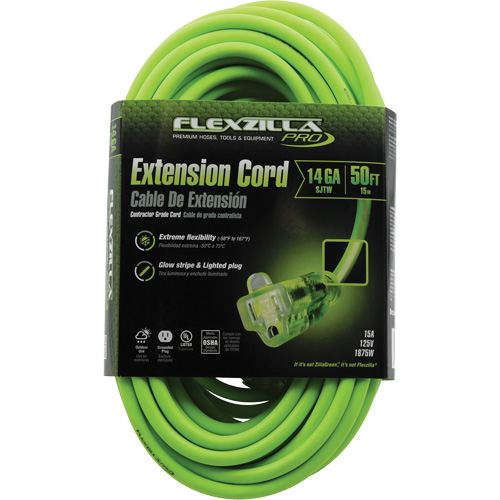 Cordon rallonge industriel Flexzilla Pro, Toutes saisons, SJTW, AWG 14/3, 15 A, 50' Pronet Distribution