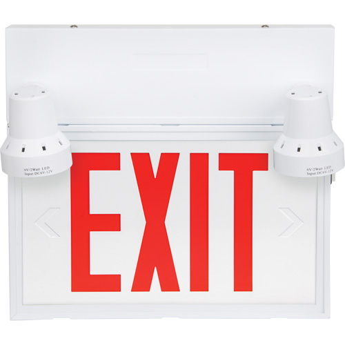 Enseigne de sortie avec &eacute;clairage de s&eacute;curit&eacute;, DEL, &agrave; piles/&agrave; raccordement fixe, 12-1/10" lo x 11" la, Anglais Pronet Distribution