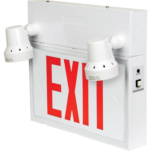 Enseigne de sortie avec &eacute;clairage de s&eacute;curit&eacute;, DEL, &agrave; piles/&agrave; raccordement fixe, 12-1/10" lo x 11" la, Anglais Pronet Distribution