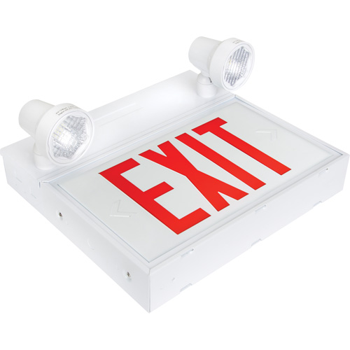 Enseigne de sortie avec &eacute;clairage de s&eacute;curit&eacute;, DEL, &agrave; piles/&agrave; raccordement fixe, 12-1/10" lo x 11" la, Anglais Pronet Distribution