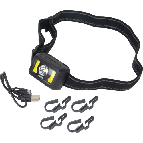 Lampe frontale, DEL, 350 lumens, 2 hres de fonctionnement, piles Rechargeable Pronet Distribution