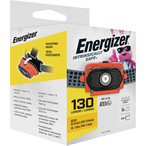 Lampe frontale &agrave; s&eacute;curit&eacute; intrins&egrave;que, DEL, 130 lumens, 6 hres de fonctionnement, piles AAA Pronet Distribution