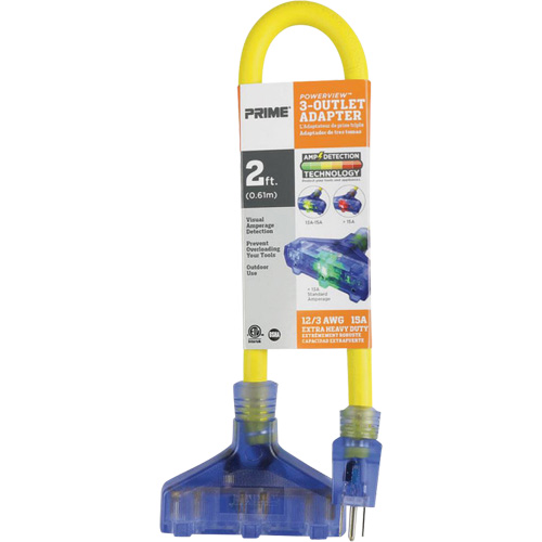Adaptateur avec d&eacute;tection visuelle de lamp&eacute;rage, Ext&eacute;rieur, AWG 12/3, 15 A, 3 prise(s), 2' Pronet Distribution
