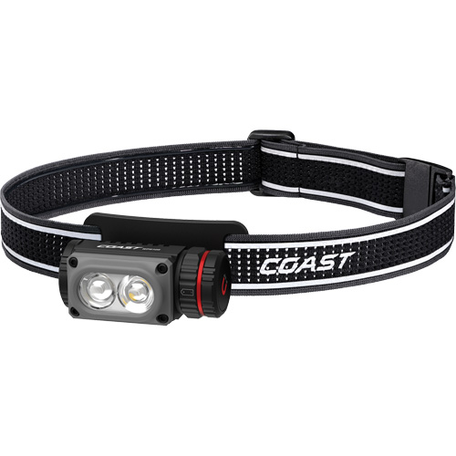 Lampe frontale COAST WPH10R &agrave; deux couleurs avec aimant et agrafe, DEL, 500 lumens, 3,25 hres de fonctionnement, piles Rechargeable Pronet Distribution