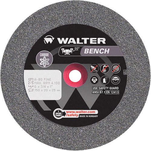 Bench Grinding Wheel, 6" x 3/4", 1" Arbor, 1 Pronet Distribution