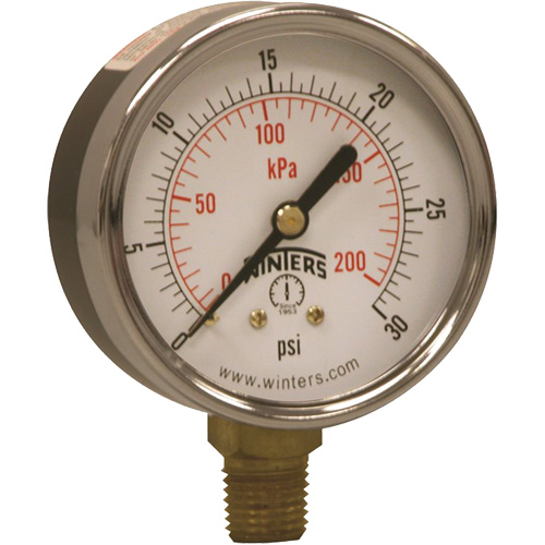 Economy Pressure Gauge, 2-1/2" , 0 - 30 psi, Bottom Mount, Analogue Pronet Distribution