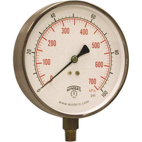 Contractor Pressure Gauge, 4-1/2" , 0 - 100 psi, Bottom Mount, Analogue Pronet Distribution