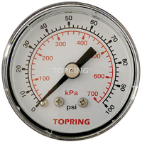 Pressure Gauge, 1-1/2" , 0 - 100 psi, Back Mount, Analogue Pronet Distribution