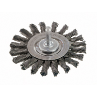 Knot Wire Wheel Brushes - Standard Twist Knot with 1/4" Shank, 3" Dia., 0.014" Fill, Steel Pronet Distribution