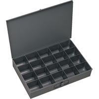 Compartment Scoop Boxes, Steel, 20 Slots, 18" W x 12" D x 3" H, Grey Pronet Distribution