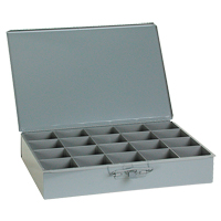 Compartment Scoop Boxes, Steel, 20 Slots, 18" W x 12" D x 3" H, Grey Pronet Distribution