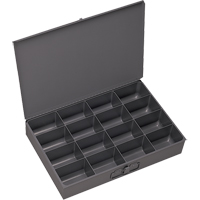 Compartment Scoop Boxes, Steel, 16 Slots, 13-3/8" W x 9-1/4" D x 2" H, Grey Pronet Distribution