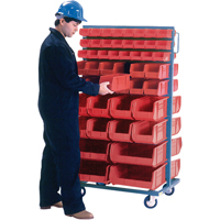 Support mobile deux c&ocirc;t&eacute;s pour bacs, &agrave; deux c&ocirc;t&eacute;s, 96 bacs, 36" la x 24" p x 63" h Pronet Distribution