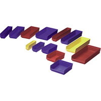 Bacs de rangement pour tablettes, 4-1/8" la x 4" H x 23-5/8" p, Rouge, Capacit&eacute; 50 lb Pronet Distribution