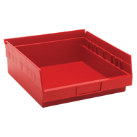 Bacs de rangement pour tablettes, 11-1/8" la x 4" H x 11-5/8" p, Rouge, Capacit&eacute; 30 lb Pronet Distribution