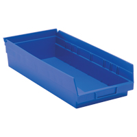 Bacs de rangement pour tablettes, 8-3/8" la x 4" H x 17-7/8" p, Bleu, Capacit&eacute; 40 lb Pronet Distribution