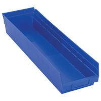 Bacs de rangement pour tablettes, 6-5/8" la x 4" H x 23-5/8" p, Bleu, Capacit&eacute; 50 lb Pronet Distribution
