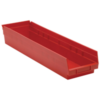 Bacs de rangement pour tablettes, 6-5/8" la x 4" H x 23-5/8" p, Rouge, Capacit&eacute; 50 lb Pronet Distribution
