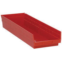 Bacs de rangement pour tablettes, 8-3/8" la x 4" H x 23-5/8" p, Rouge, Capacit&eacute; 50 lb Pronet Distribution