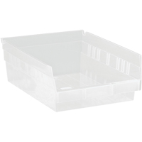 Bacs de rangement pour tablettes, 8-3/8" la x 4" H x 11-5/8" p, Transparent, Capacit&eacute; 30 lb Pronet Distribution