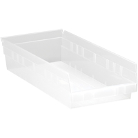 Bacs de rangement pour tablettes, 8-3/8" la x 4" H x 17-7/8" p, Transparent, Capacit&eacute; 40 lb Pronet Distribution