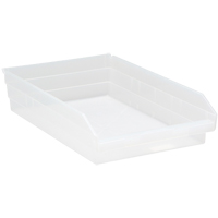 Bacs de rangement pour tablettes, 11-1/8" la x 4" H x 17-7/8" p, Transparent, Capacit&eacute; 40 lb Pronet Distribution
