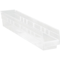 Bacs de rangement pour tablettes, 4-1/8" la x 4" H x 23-5/8" p, Transparent, Capacit&eacute; 50 lb Pronet Distribution