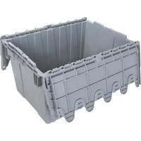 Contenant de distribution en plastique avec dessus basculant, 21,65" x 15,5" x 12,5", Gris Pronet Distribution