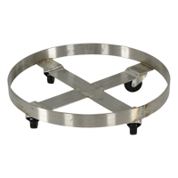 Chariots pour barils, Acier inoxydable, Capacit&eacute;e 800 lb, Diam&egrave;tre 23-1/4", Roue en Caoutchouc Pronet Distribution
