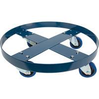 Chariot pour baril, Acier, Capacit&eacute;e 1400 lb, Diam&egrave;tre 24", Roue en &eacute;lastique bleu Pronet Distribution
