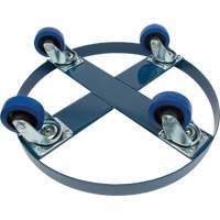 Chariot pour baril, Acier, Capacit&eacute;e 1400 lb, Diam&egrave;tre 24", Roue en &eacute;lastique bleu Pronet Distribution